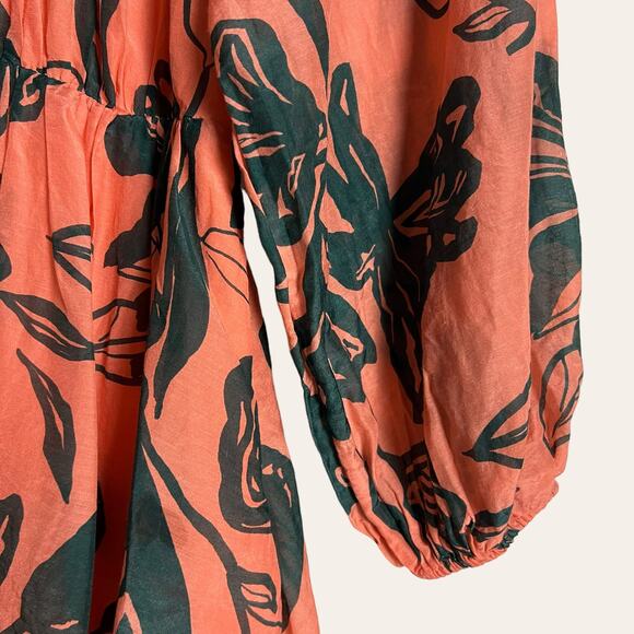 Tanya Taylor Shay Floral Print Mini Dress in Shell Pink/Deep Sea Size XS - Picture 5 of 12